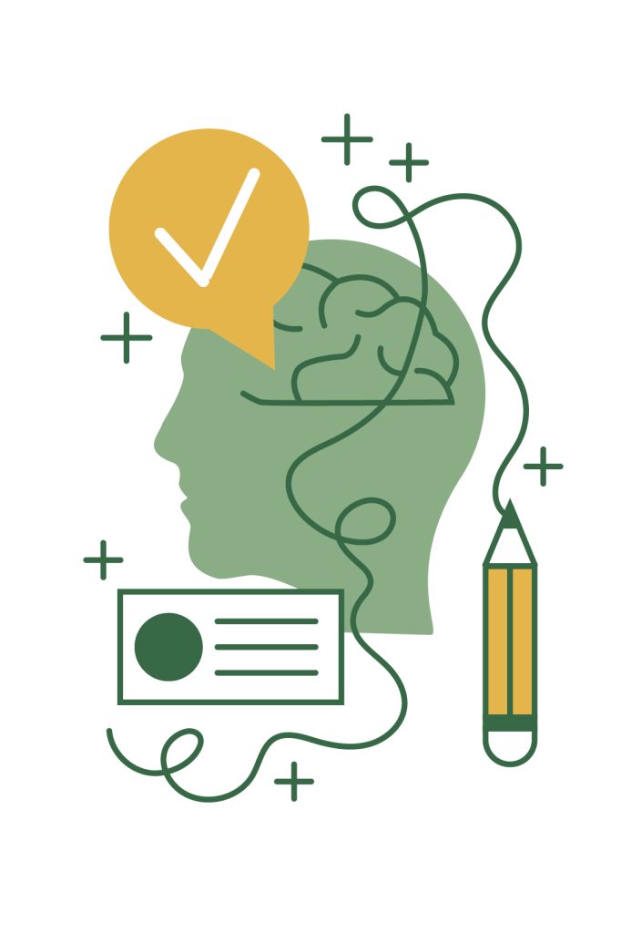 Illustration drawing depicting audience psychology, messaging clarity and thoughtful design