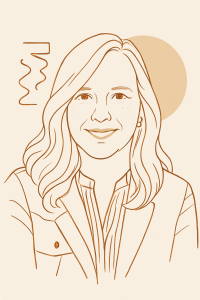 Line Drawing of Smiling Woman