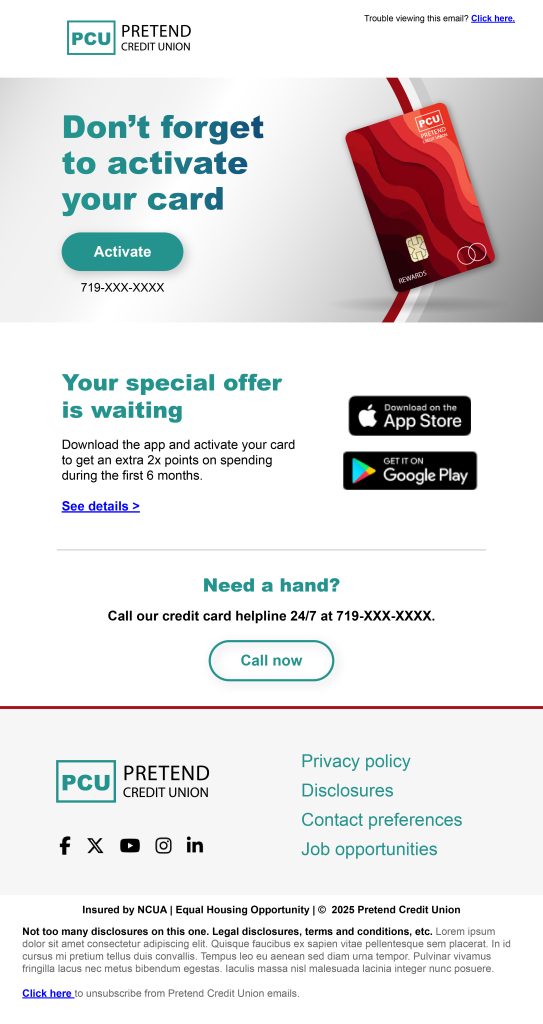 Email Mockup 2 - Don't forget to activate your card